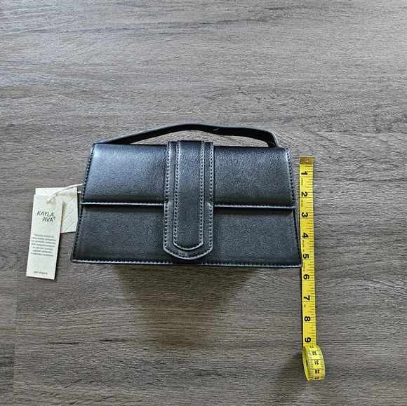 KAYLA + AVA Black Vegan Leather Miranda Mini Crossbody Bag Purse NWT - Picture 11 of 11